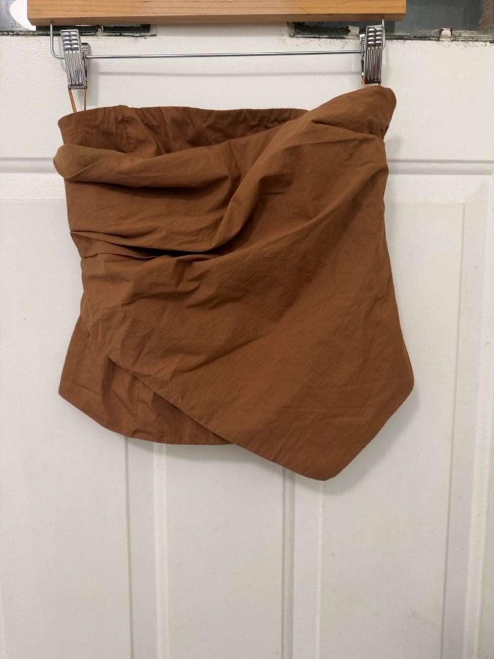Brand New Mango Brown Asymmetrical Strapless top